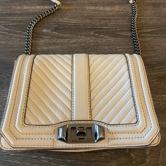 Rebecca Minkoff Chevron Quitled Love Crossbody with Gun Metal Chain - Picture 3 of 6